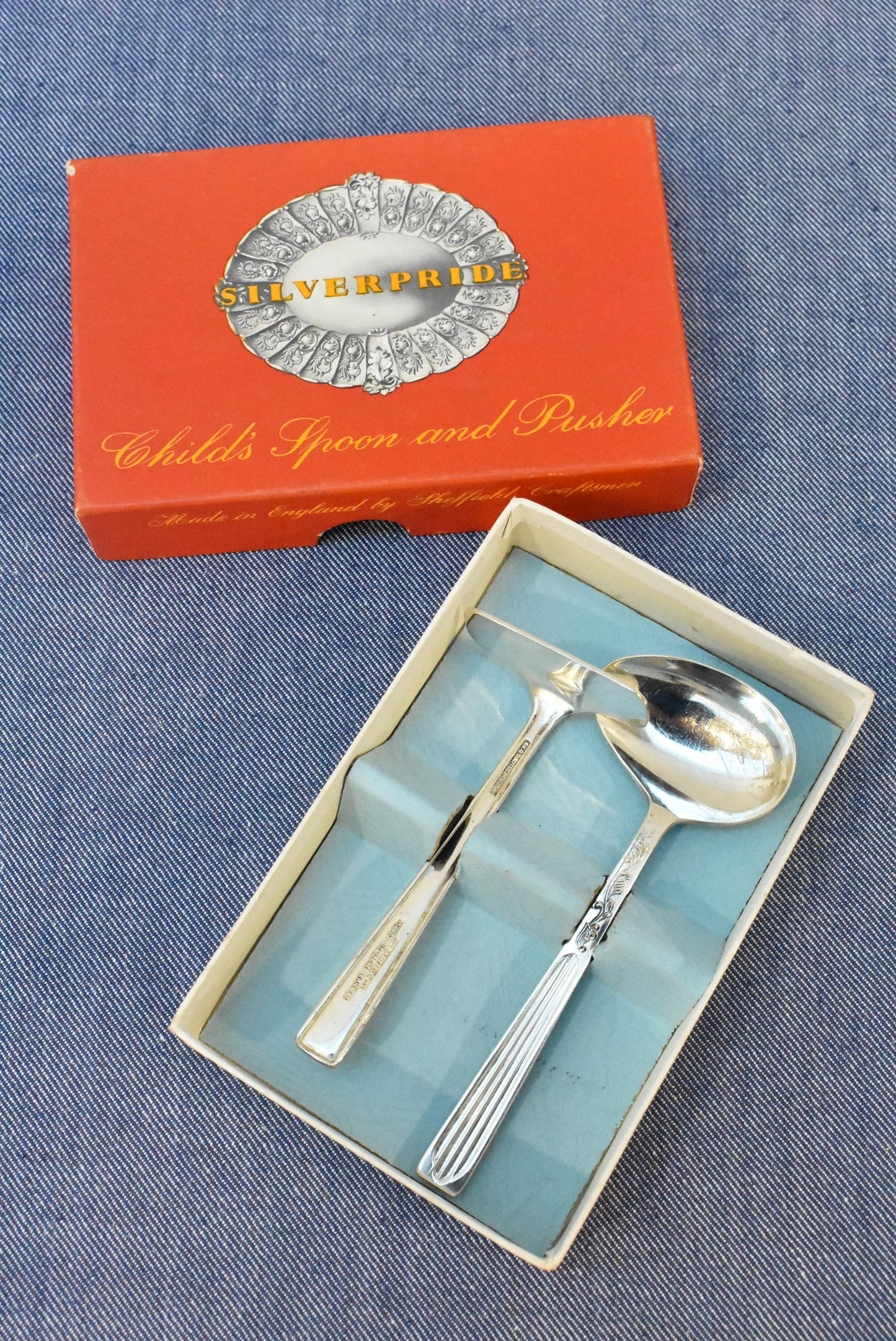 Silver Pride, children's feeding spoon and pusher