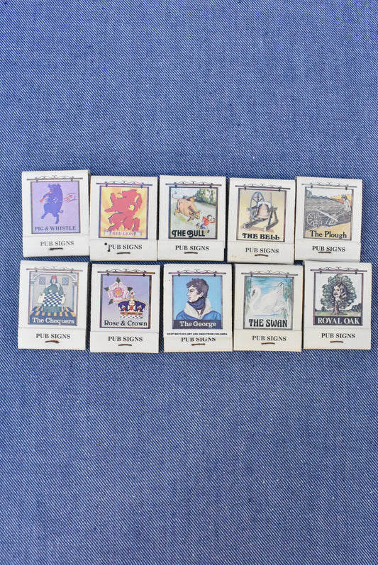 Set of 10 collectible pub match books