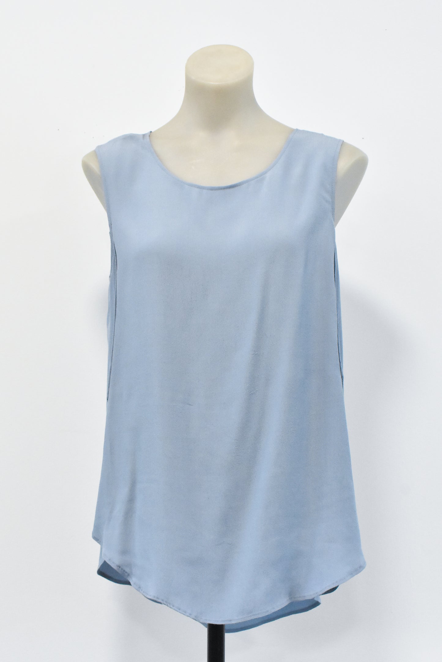 Liam NZ-made blue sleeveless top, S