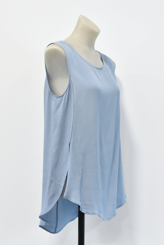 Liam NZ-made blue sleeveless top, S