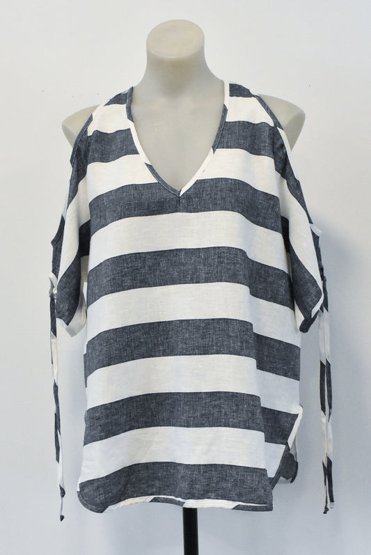 Karen Kane linen striped top, XL