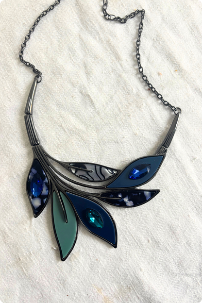 Stained glass plant necklace
