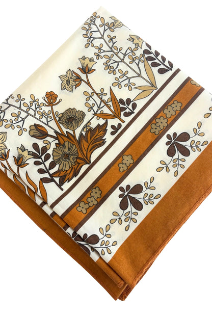 Large square brown floral butterfly tablecloth