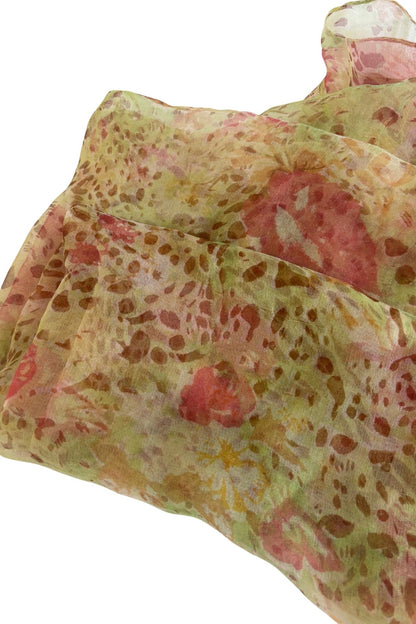 Delicate abstract flowers silk scarf