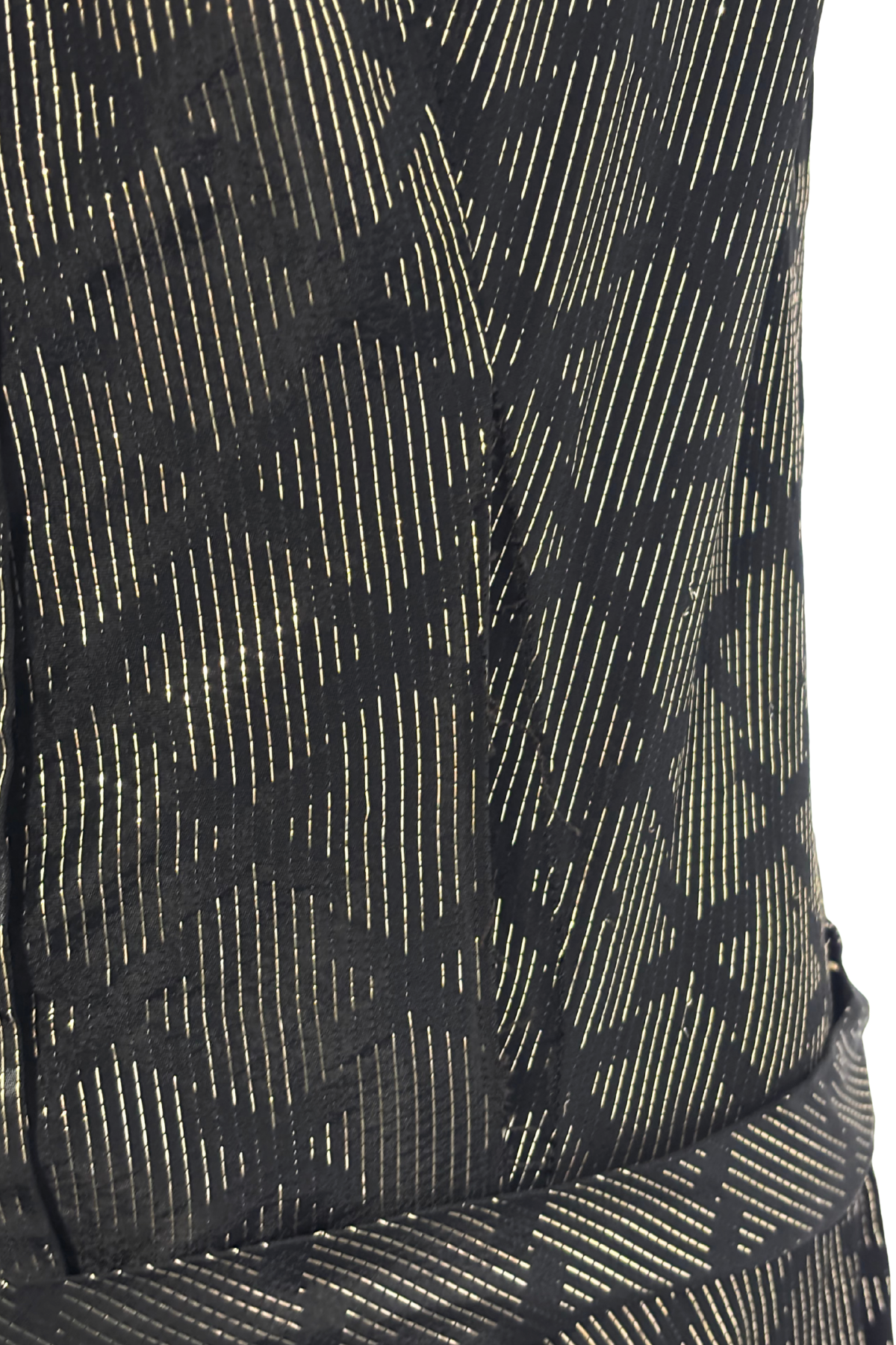 1950s Black & Gold Drop-Waist Maxi Dress, M