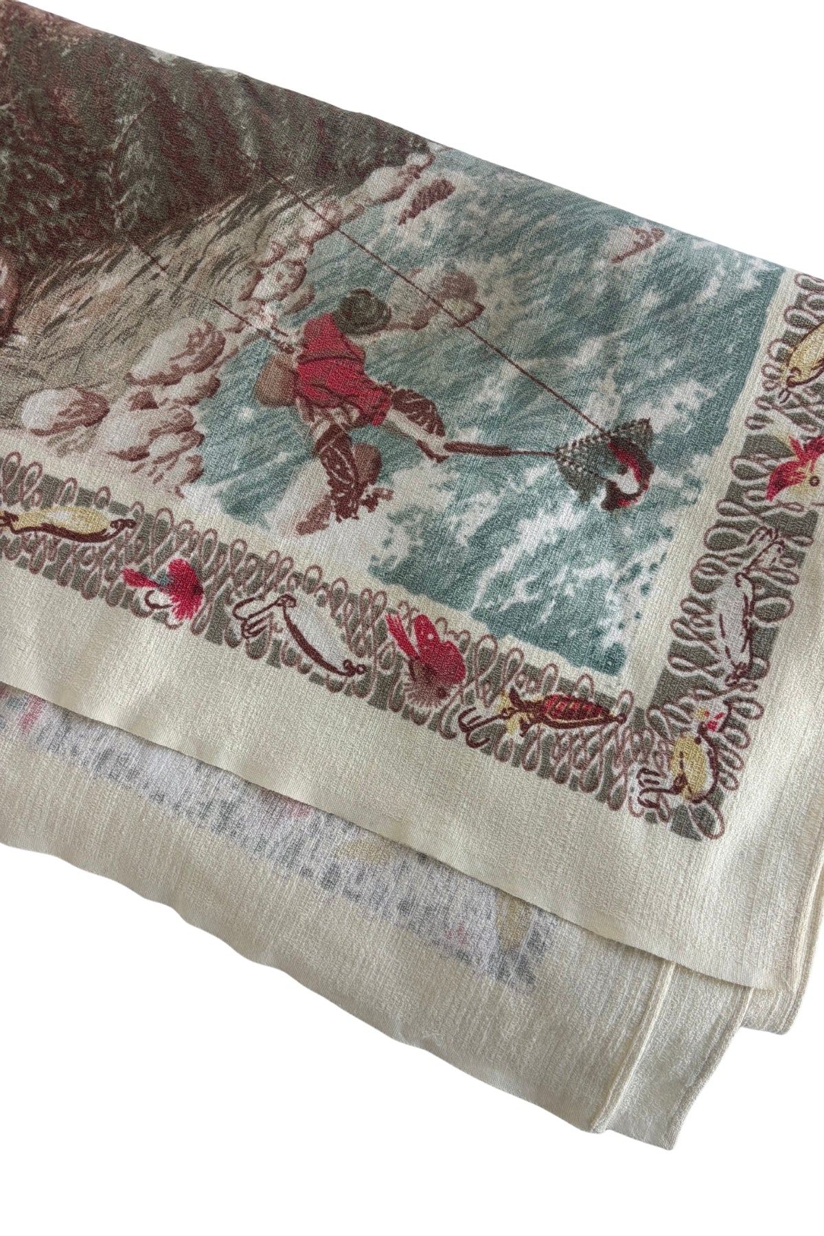Vintage fly-fishing square tablecloth