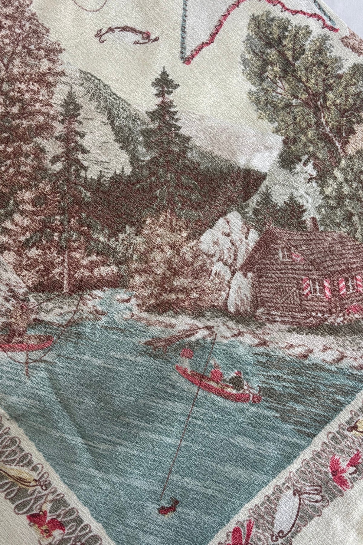 Vintage fly-fishing square tablecloth