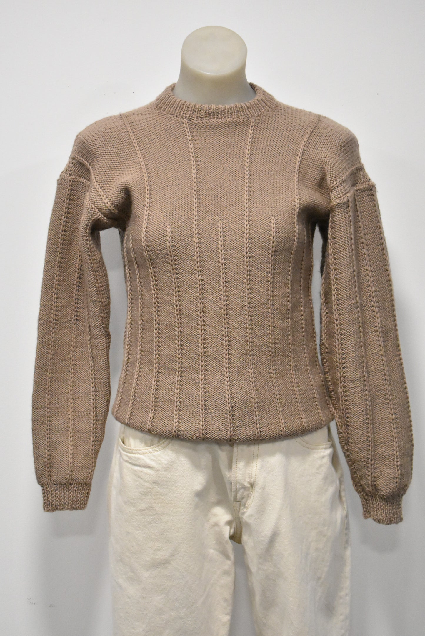Handknit brown jumper, S