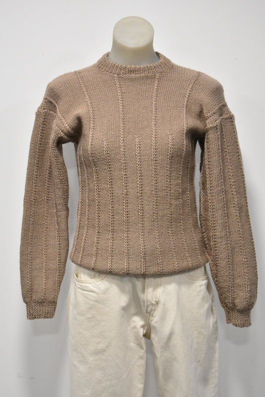 Handknit brown jumper, S