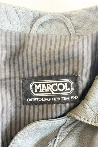Marcol NZ made vintage lambskin grey leather jacket, 14