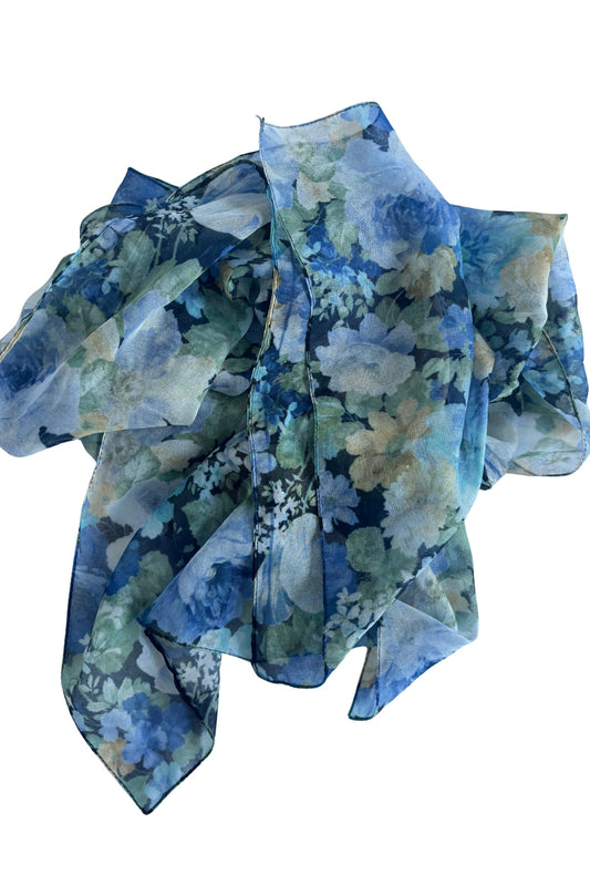 Blue water colour flowers scarf