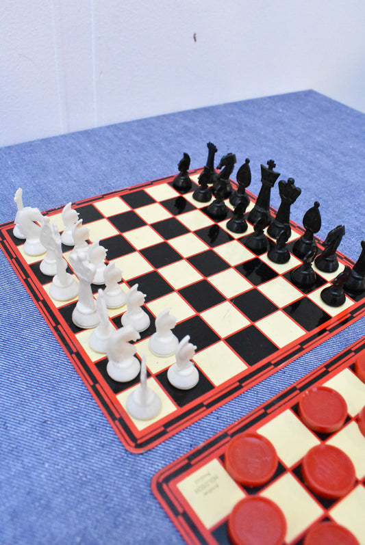 Retro magnetic draughts (checkers) + chess set