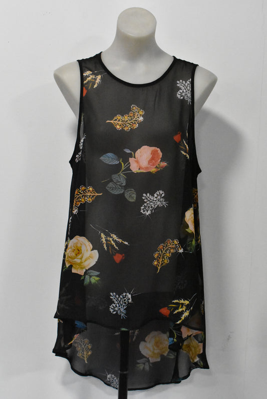 Toby sheer floral top/overdress made in NZ, 14