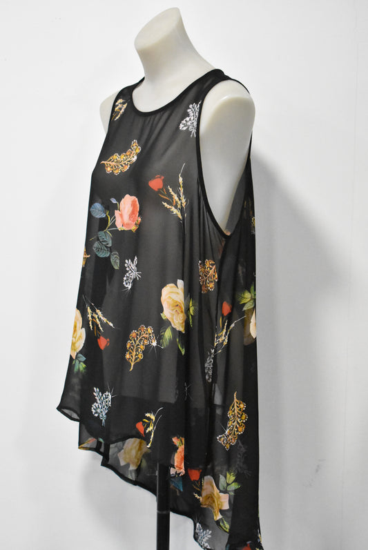 Toby sheer floral top/overdress made in NZ, 14