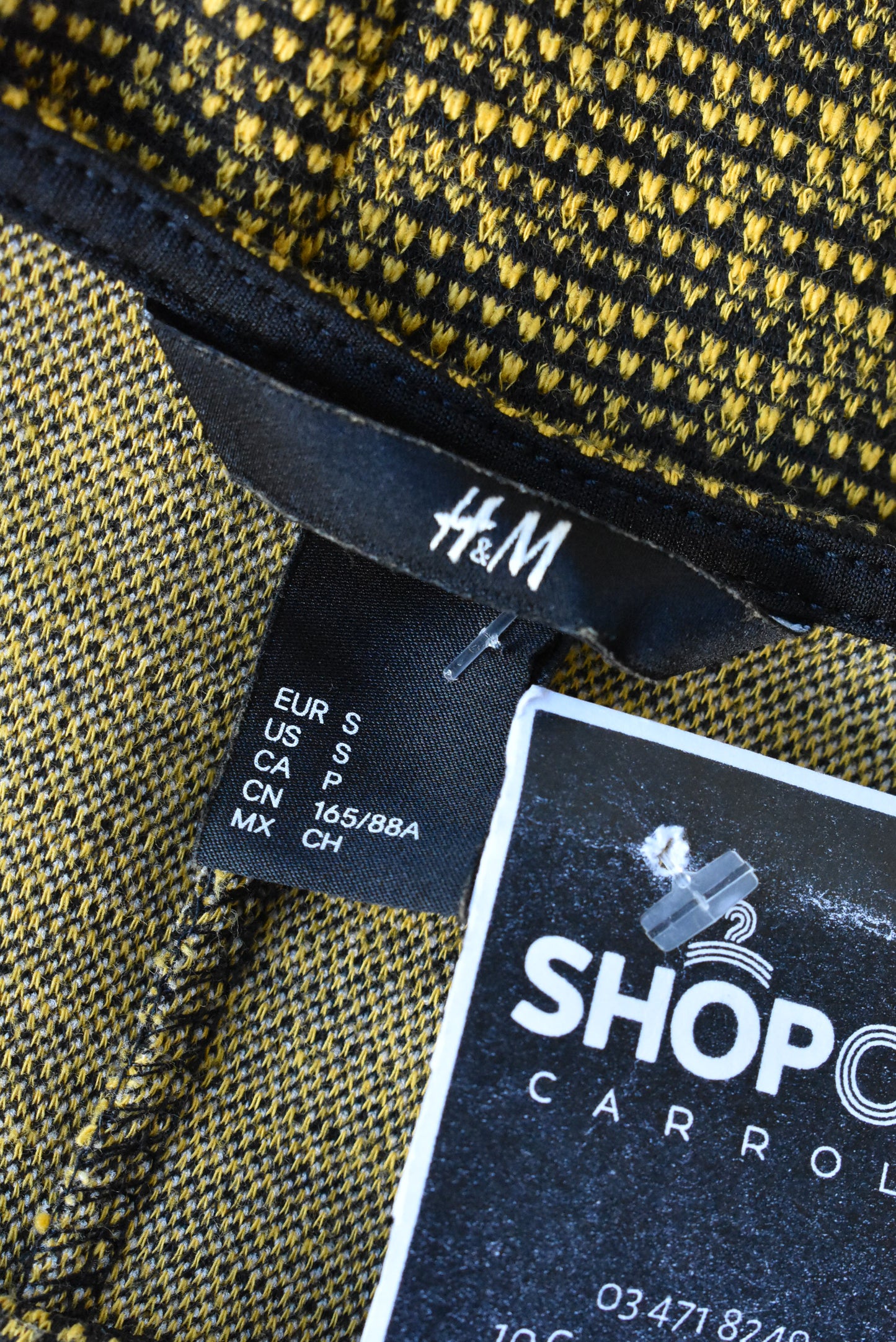 H&M black & yellow sheath dress, size S