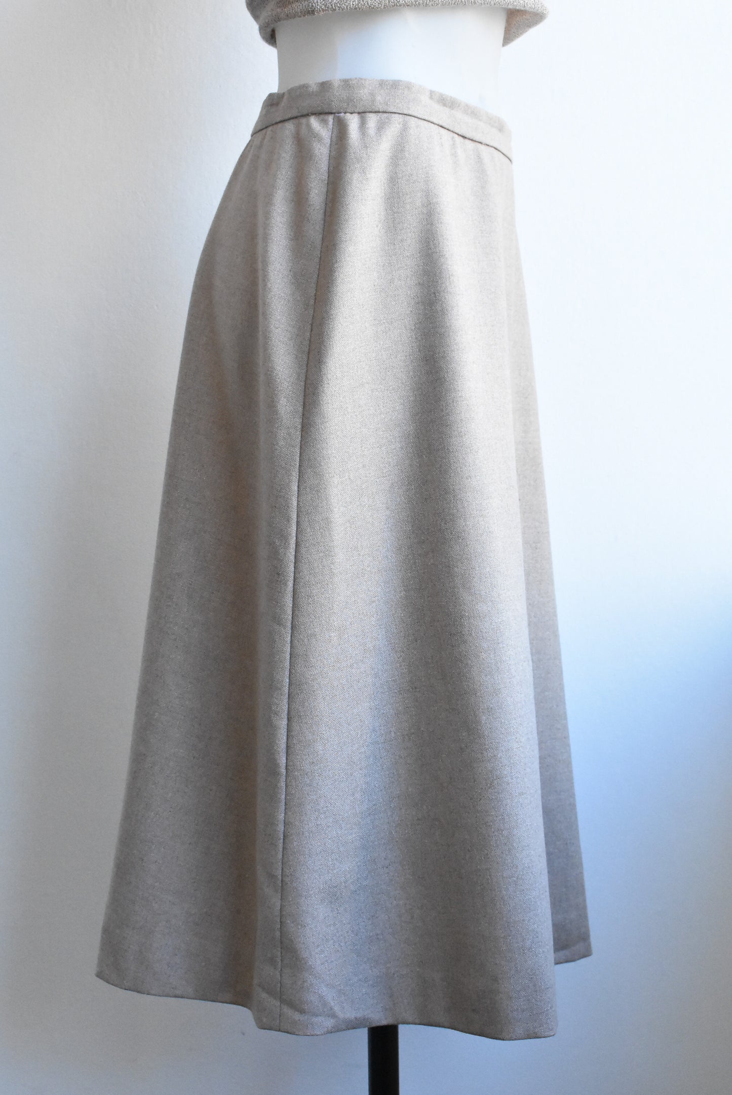 Handmade wool-blend beige skirt