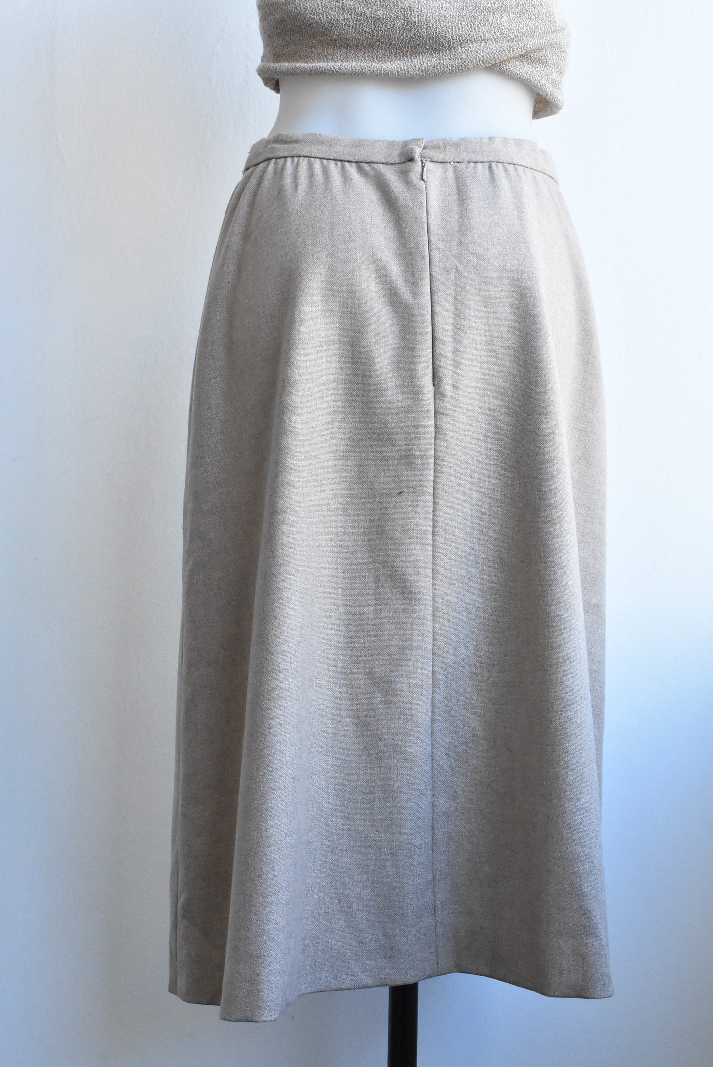 Handmade wool-blend beige skirt