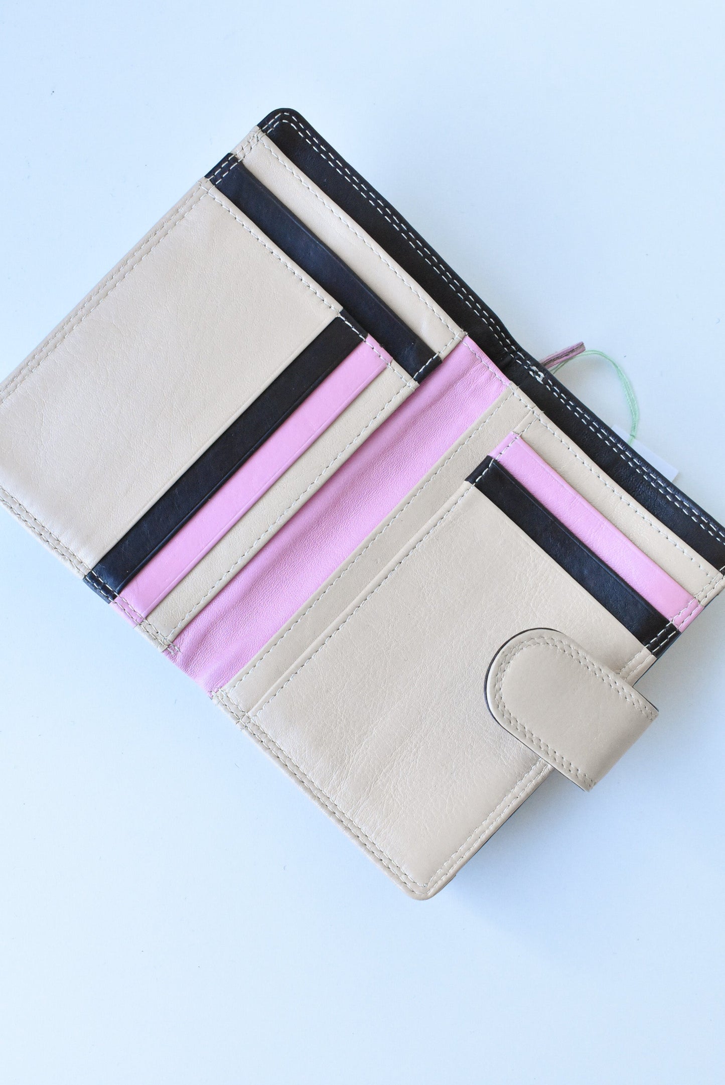 Pink and brown leather wallet