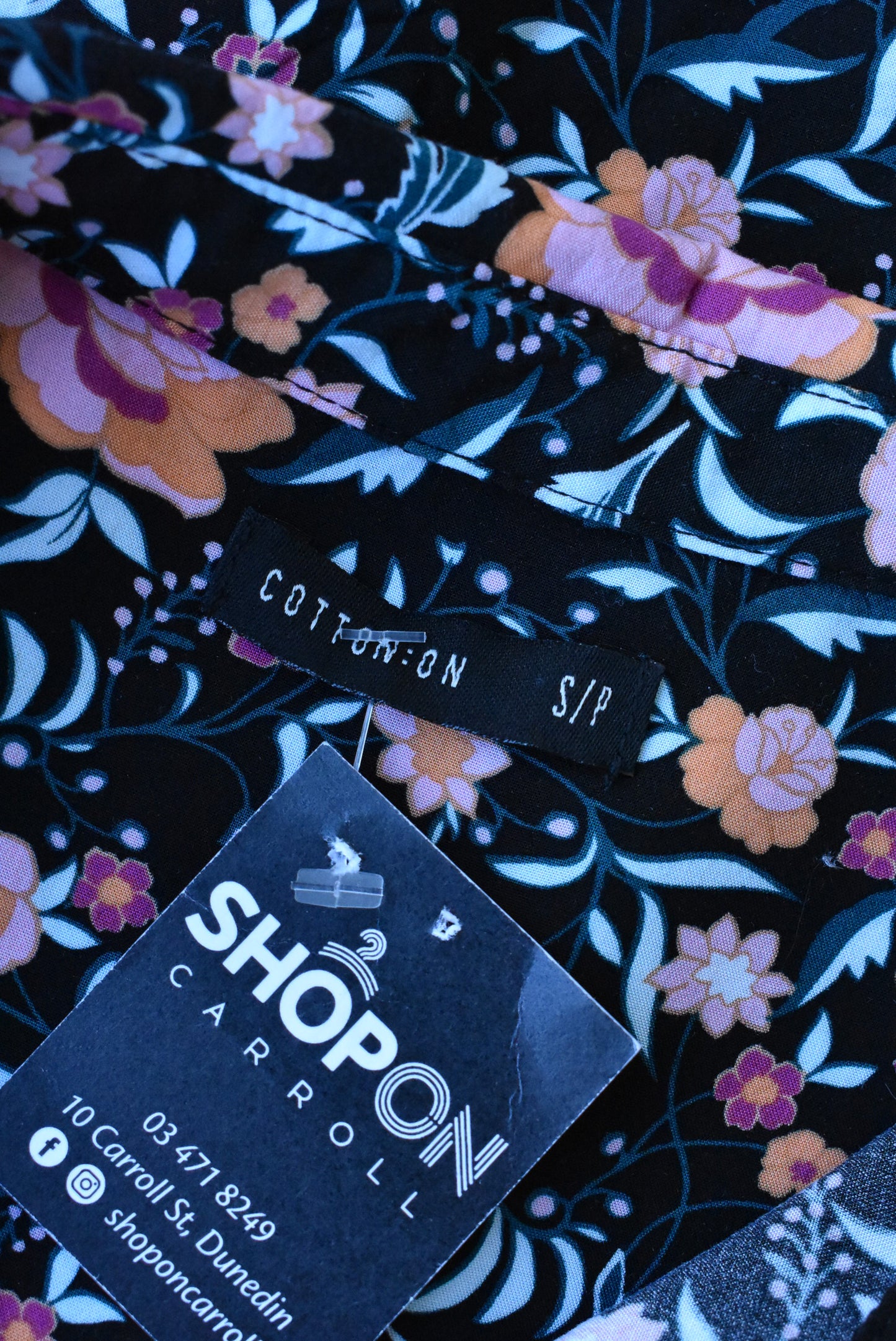 Cotton On dark floral shirt, size S/P