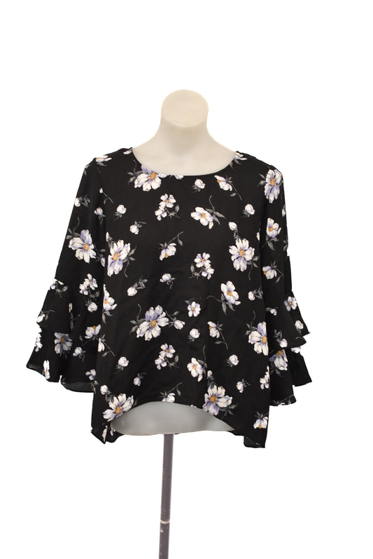 Seeking Lola Black Floral Print Top, 10