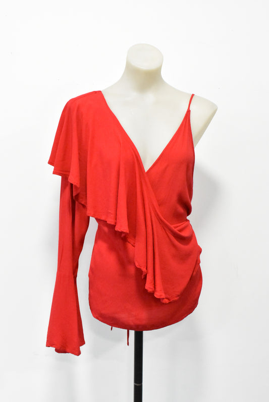 COOP red wrap top, size L