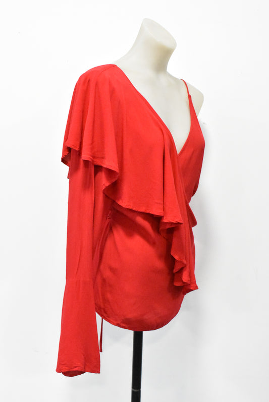 COOP red wrap top, size L