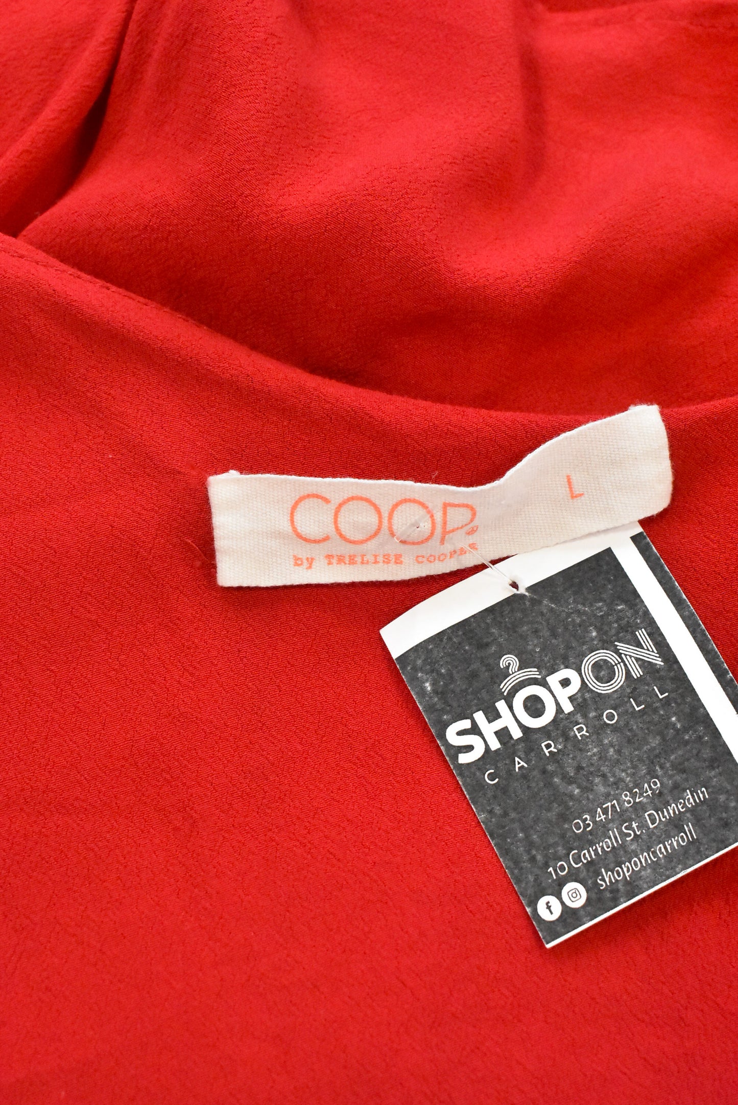 COOP red wrap top, size L