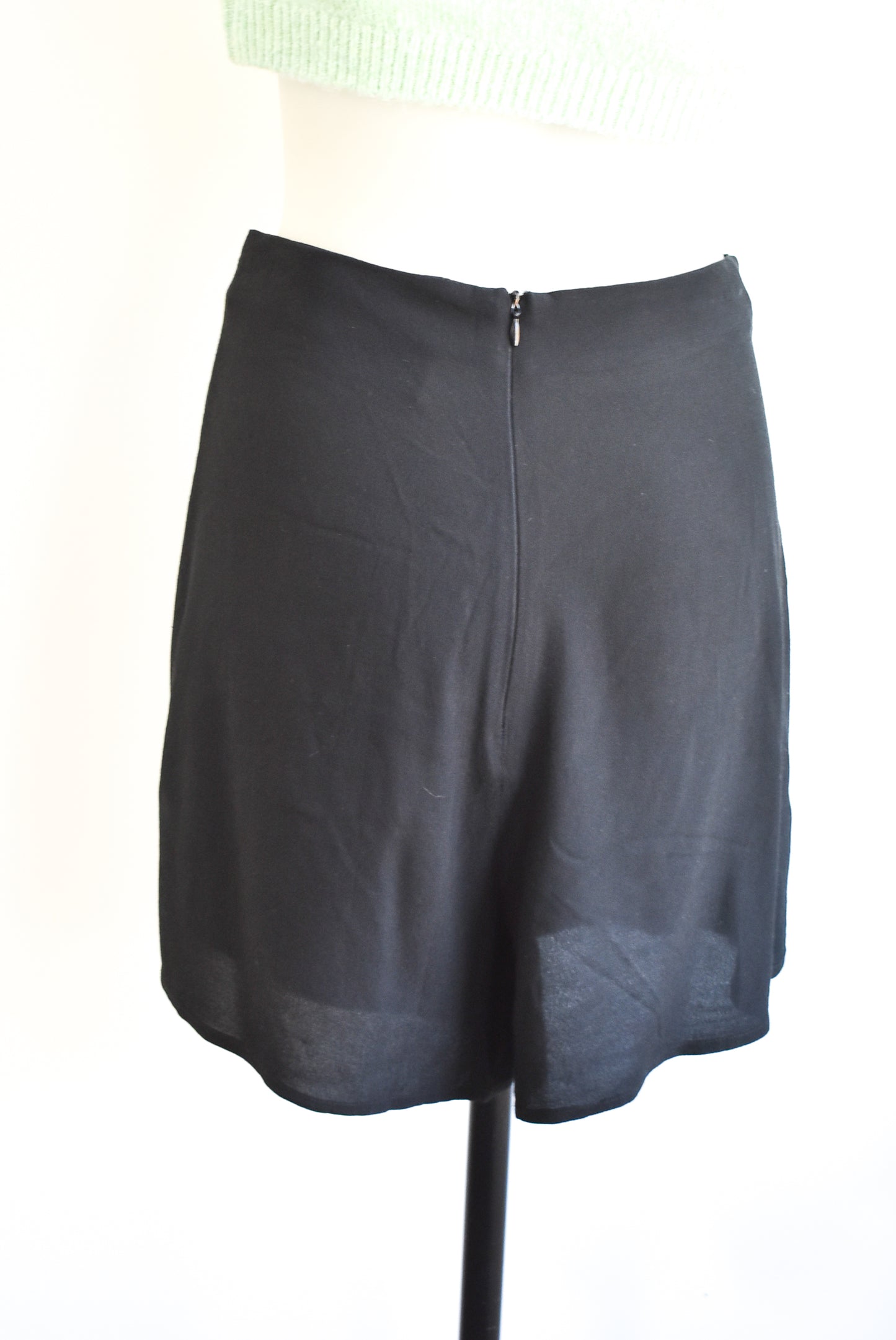 RUBY flowy black front tie shorts, 10