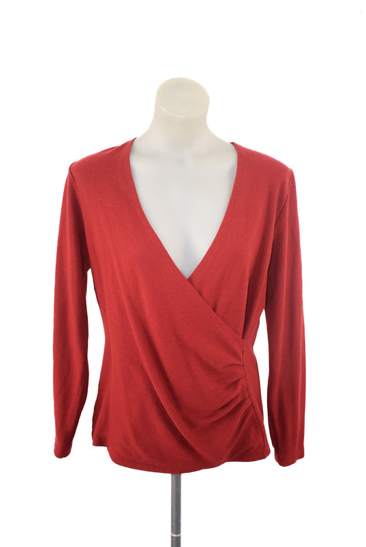 Version NZ Made merino wrap blouse, 16