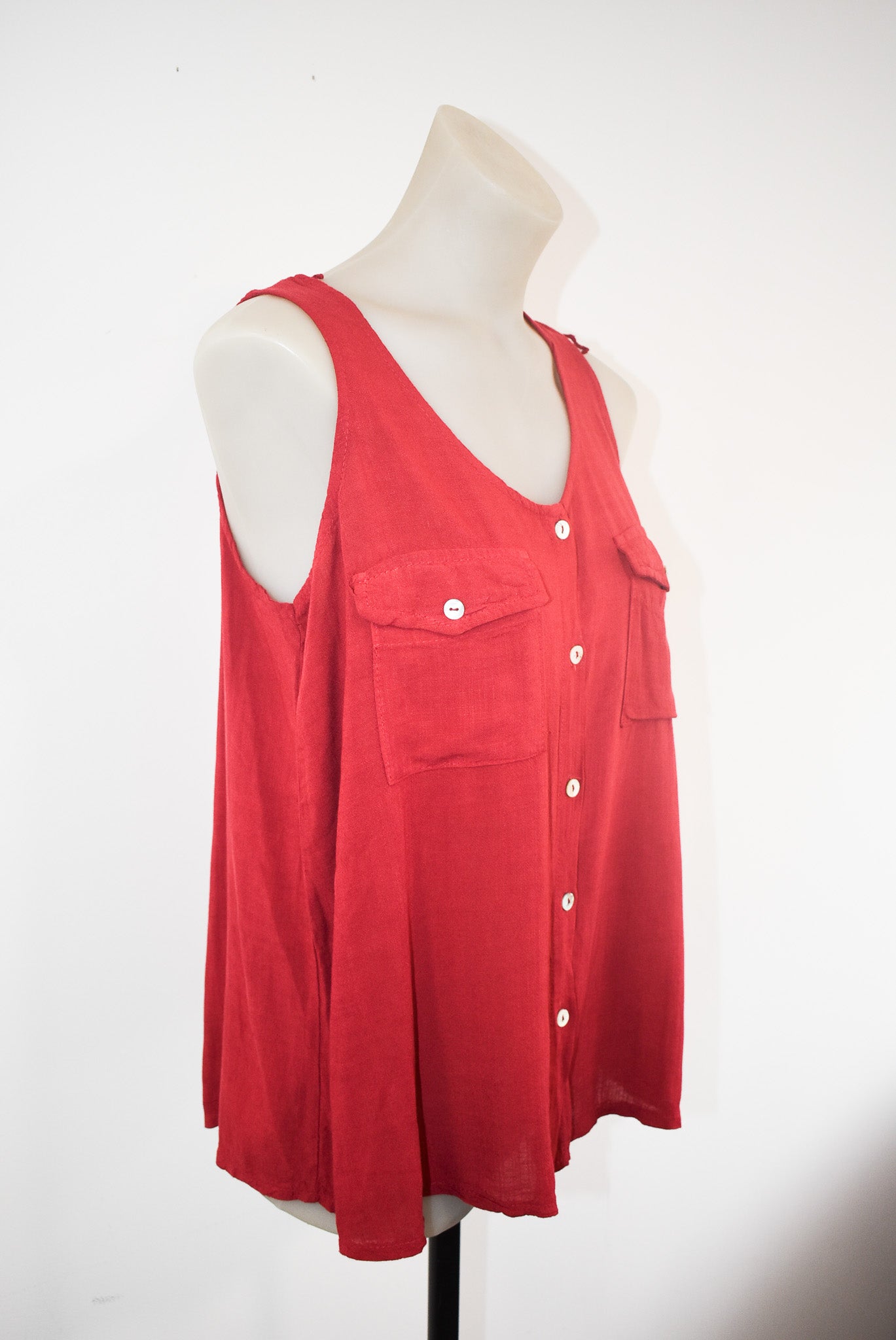 Viscose button up tank top