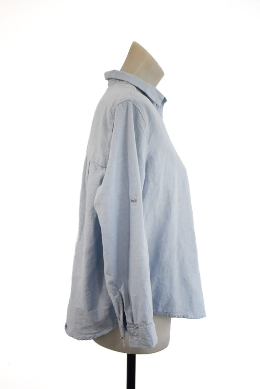 MNG baby blue button up, M