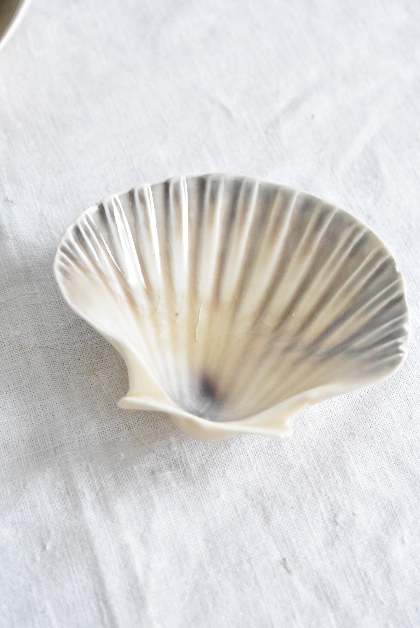 Pottery Scallop shell trinket dish, made in NZ