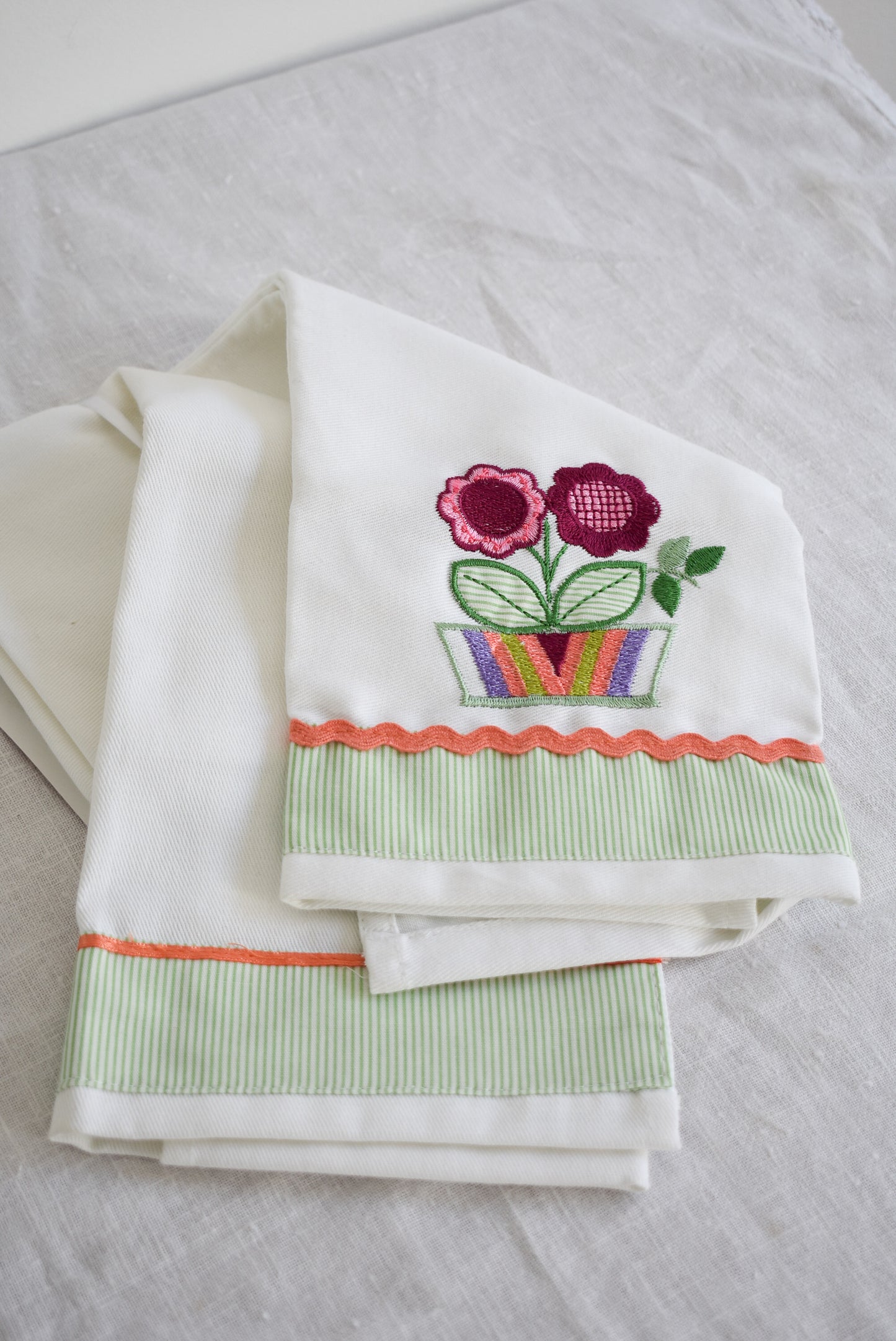 Bittersweet Inn embroidered tea towel set