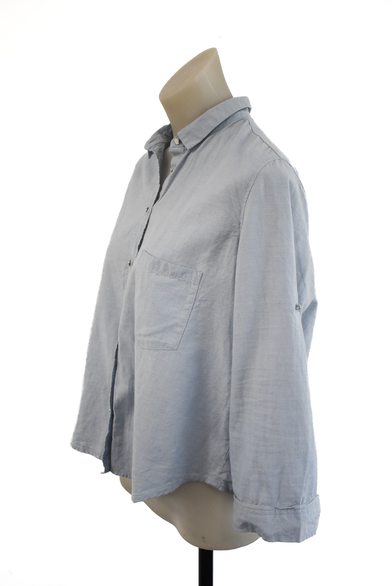 MNG baby blue button up, M