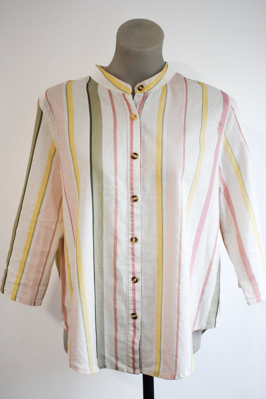 Twin Lakes striped linen blouse, 14