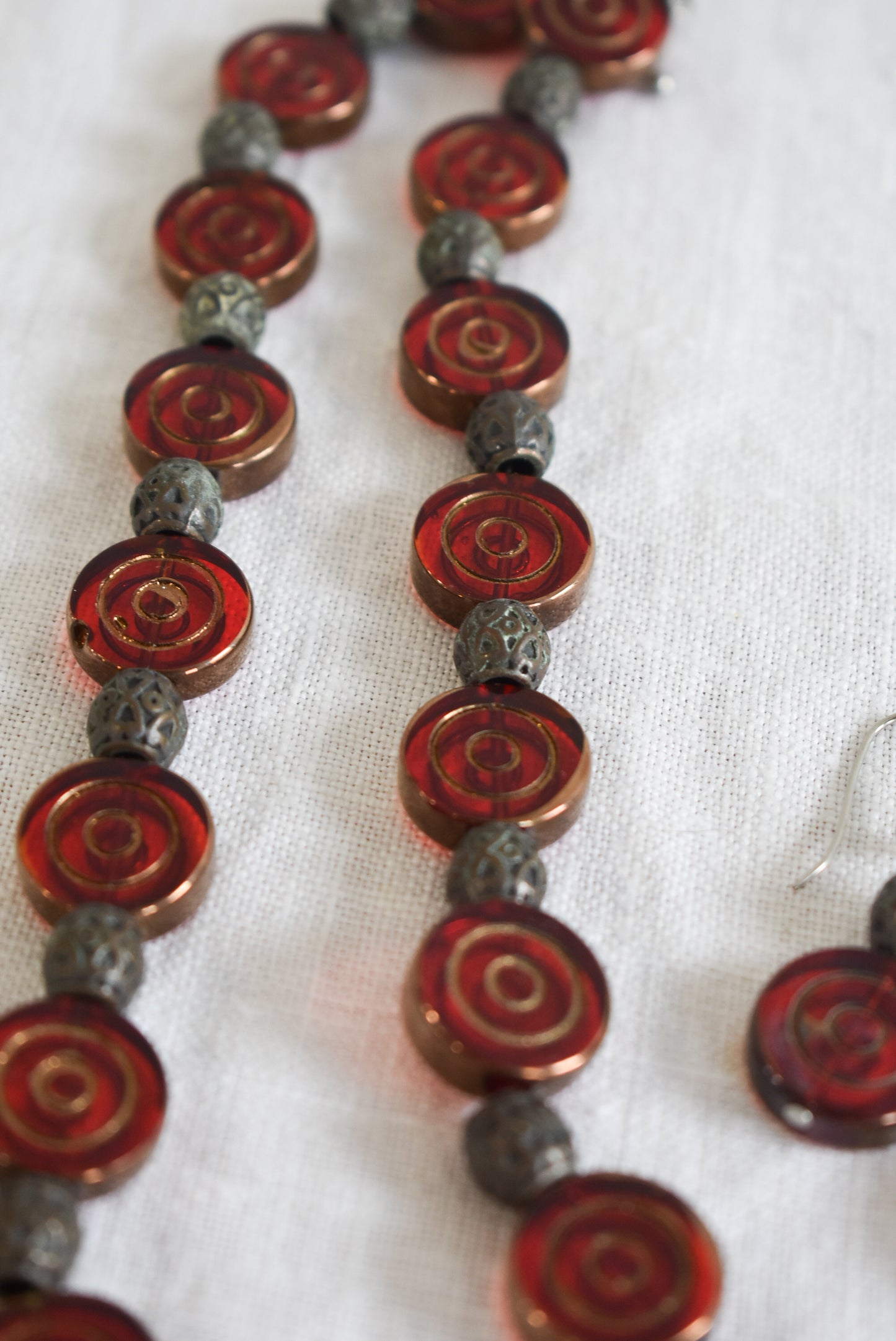 Stunning red glass beaded jewellery set