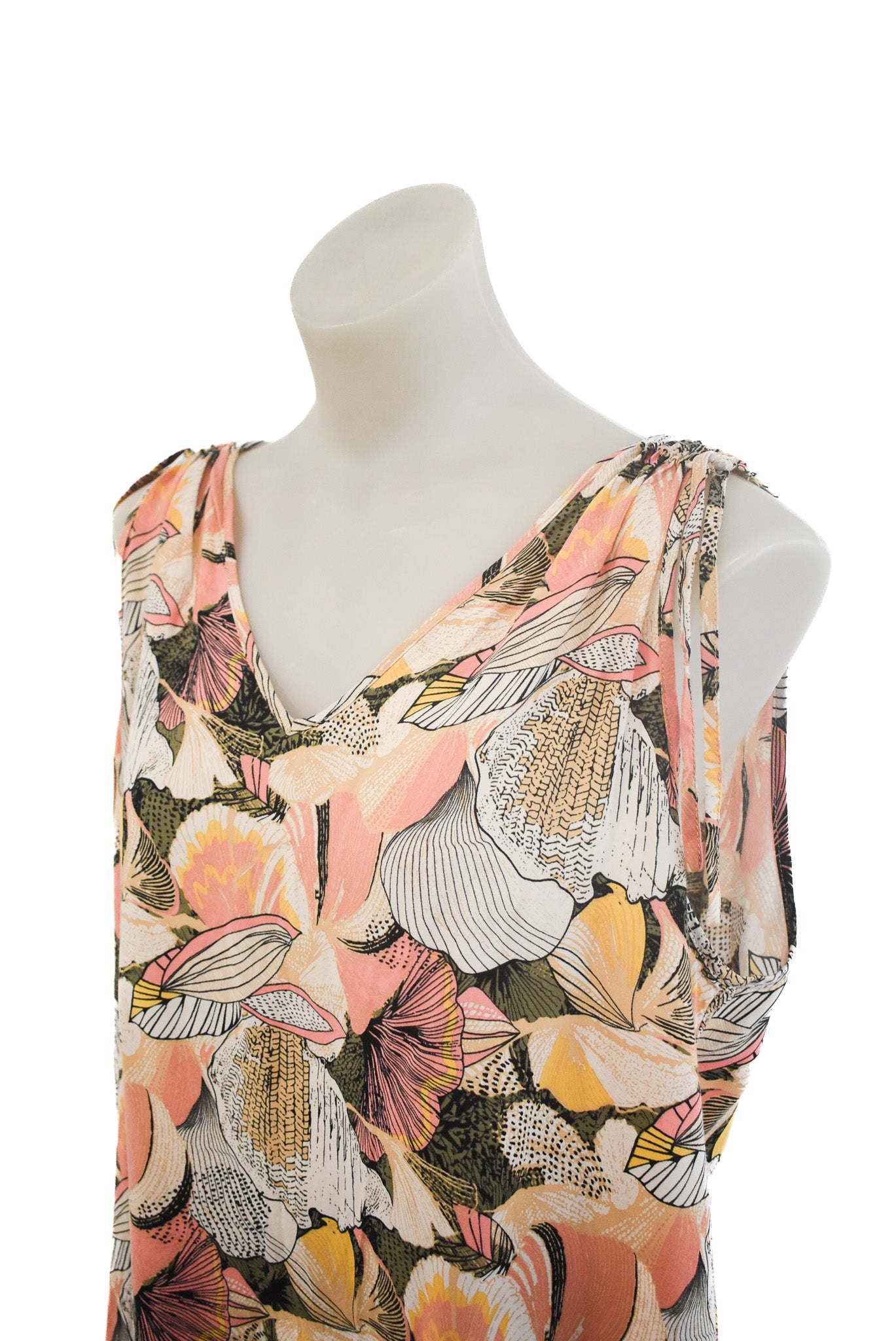 Soyaconcept floral ruched sleeve vest top, XL