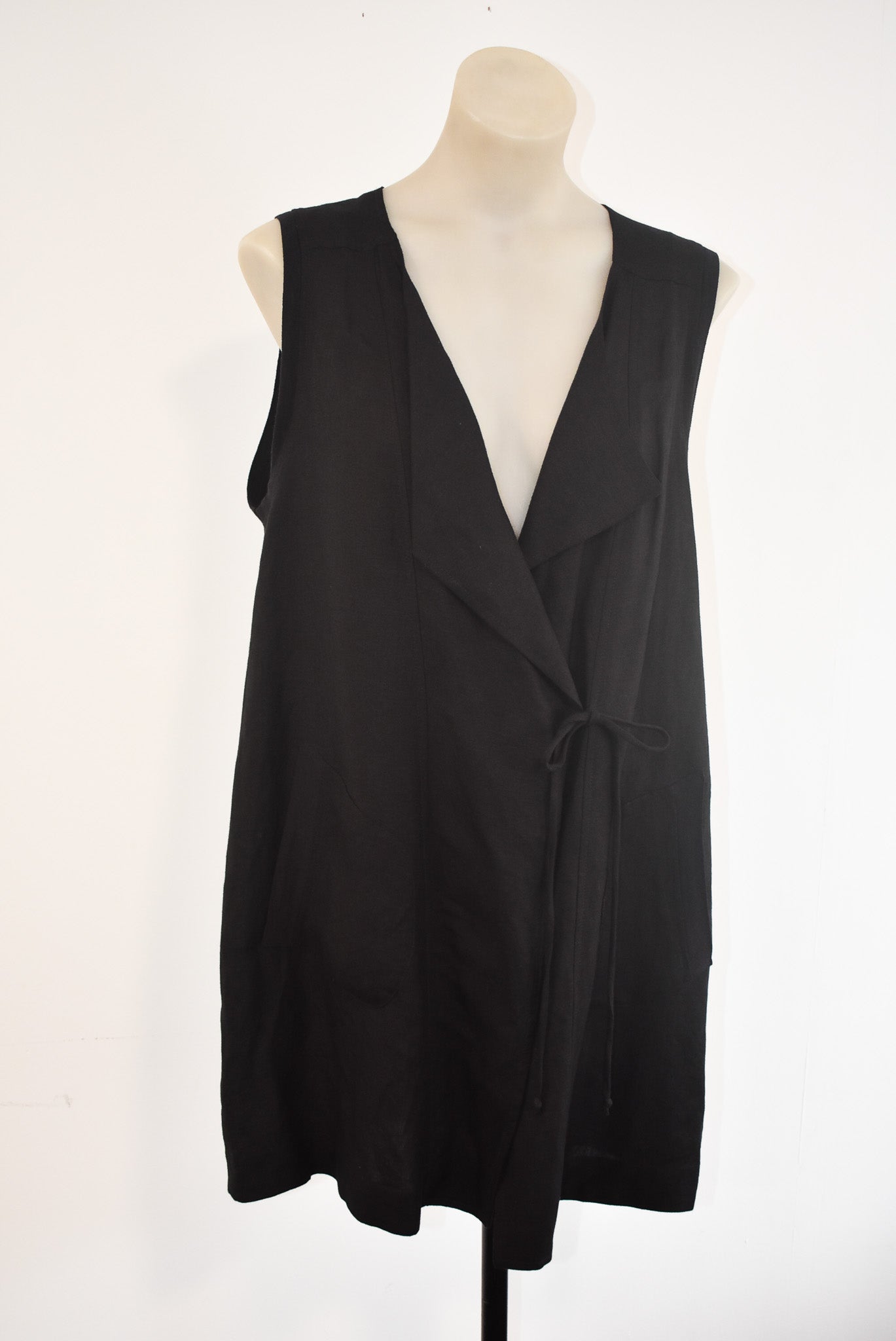 Visage NZ Made black wrap tunic, L