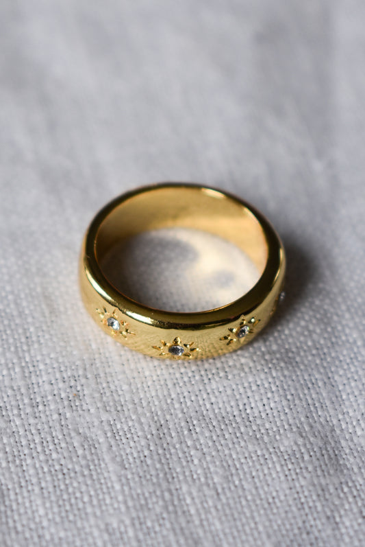 Stary night golden chunky ring