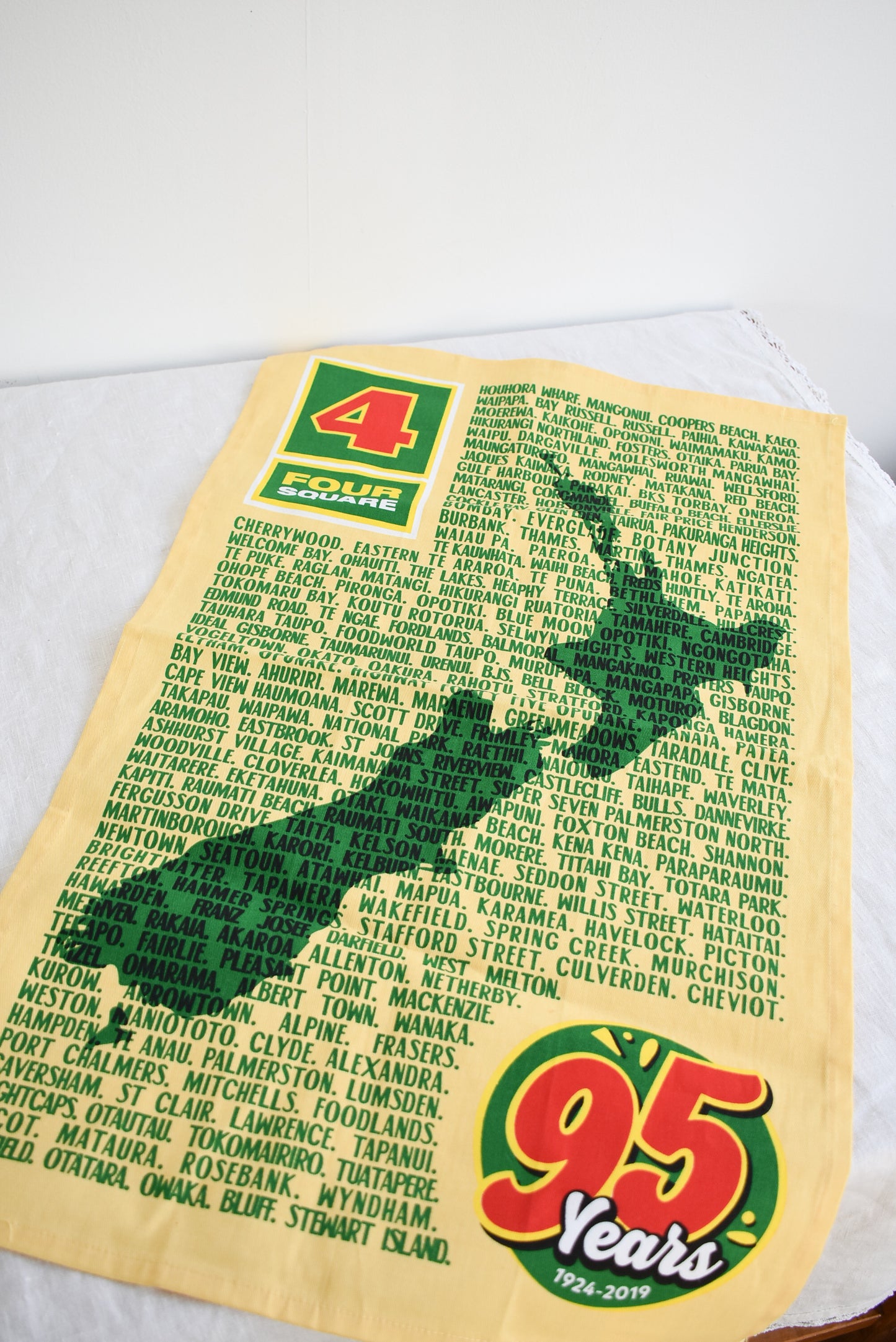 4 Square Kiwiana 95 years celebration tea towel