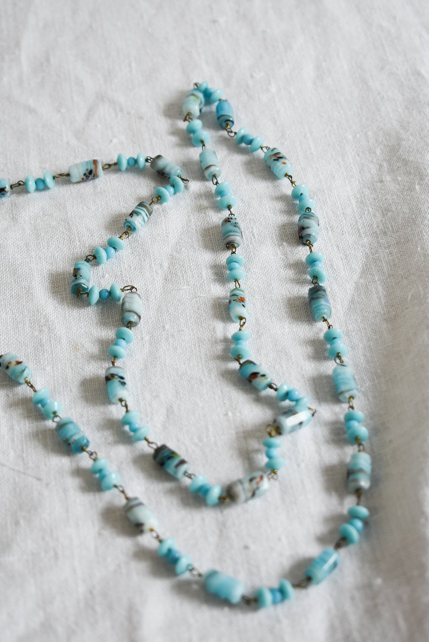 Stunning baby blue glass bead necklace