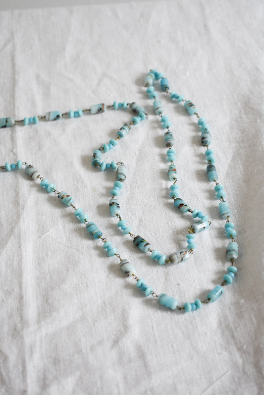 Stunning baby blue glass bead necklace