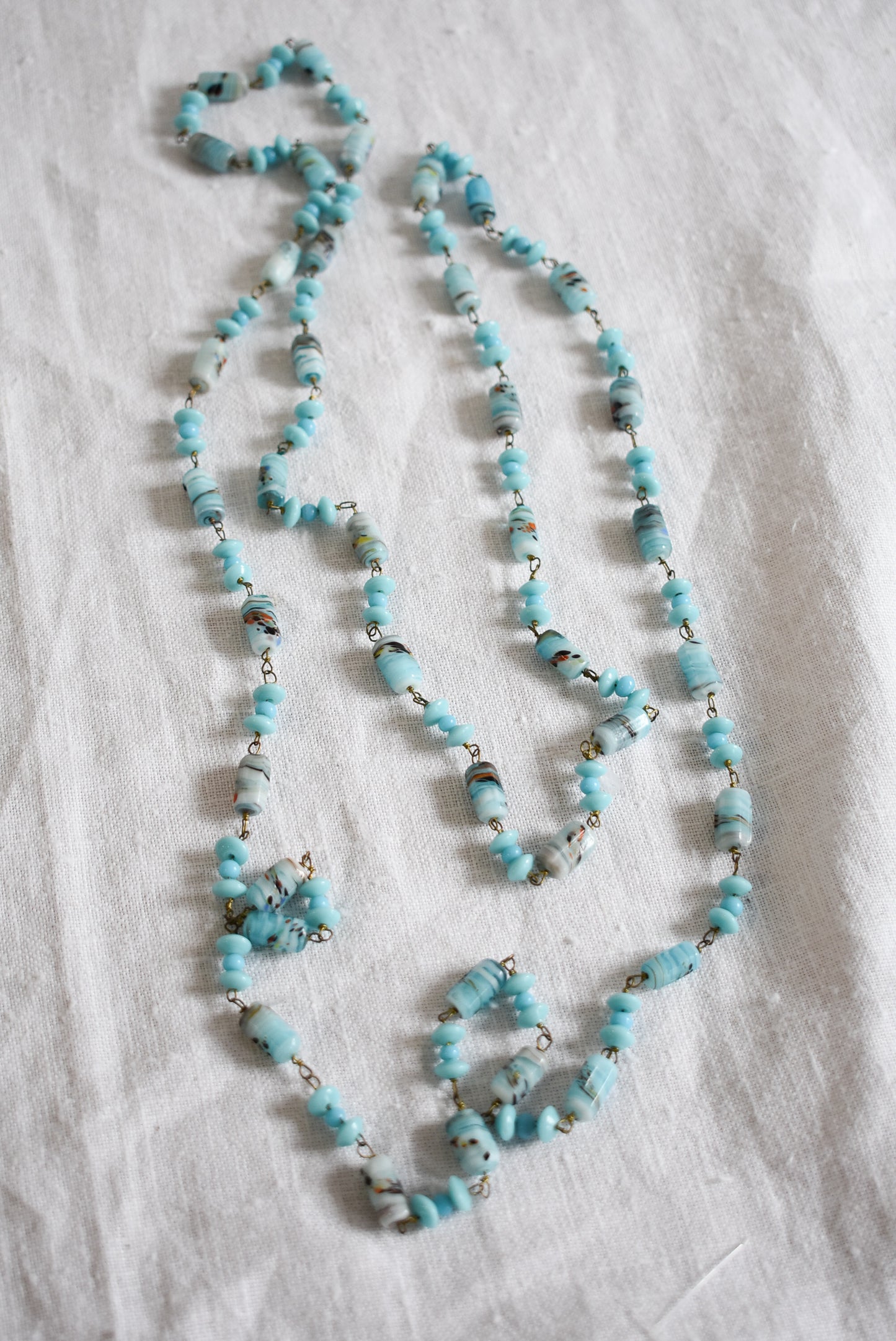 Stunning baby blue glass bead necklace