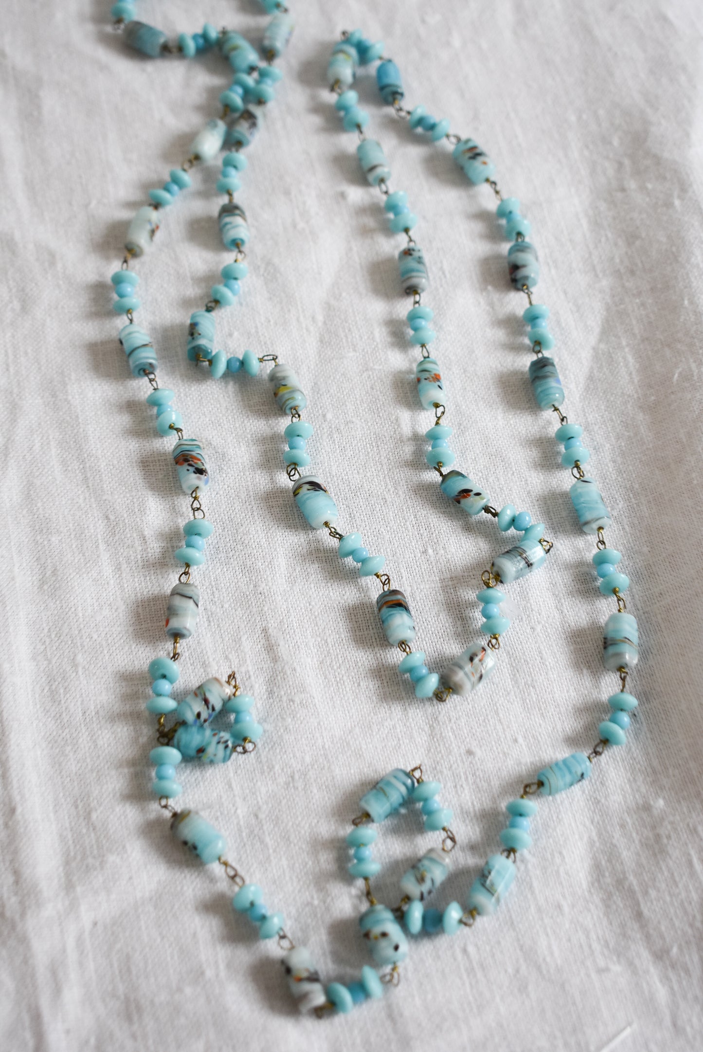 Stunning baby blue glass bead necklace