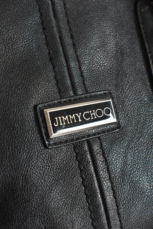 Jimmy Choo black leather bag with silver hardware