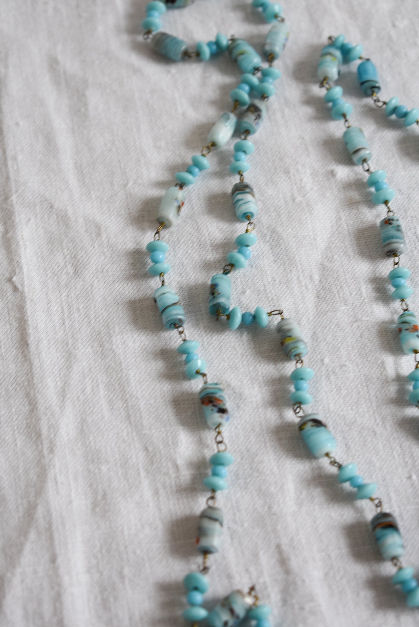 Stunning baby blue glass bead necklace