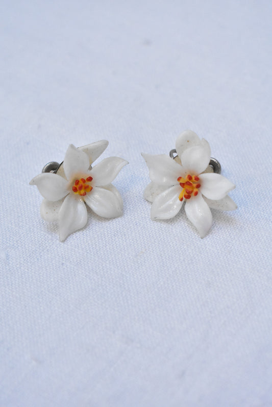 Western Germany 60's flower clip on earrings