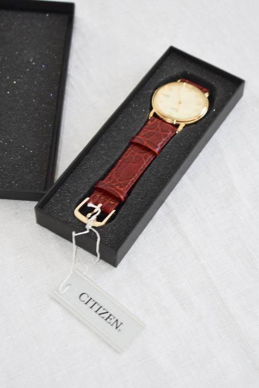 Citizen quartz genuine leather watch, brand new with tags (as is)