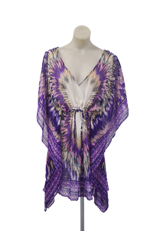 Shoreline Purple and white beachy cover up, L/XL