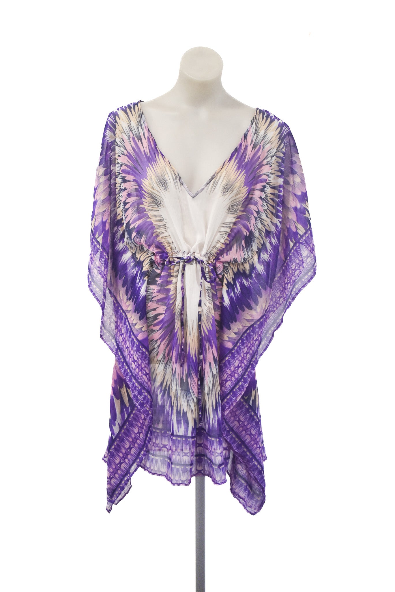 Shoreline Purple and white beachy cover up, L/XL